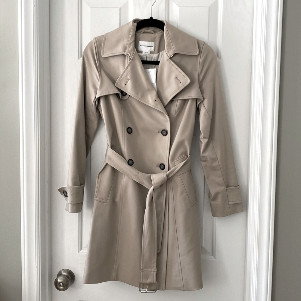 Club Monaco Tia Trench Khaki Tan Coat Raincoat sz XS $298 retail